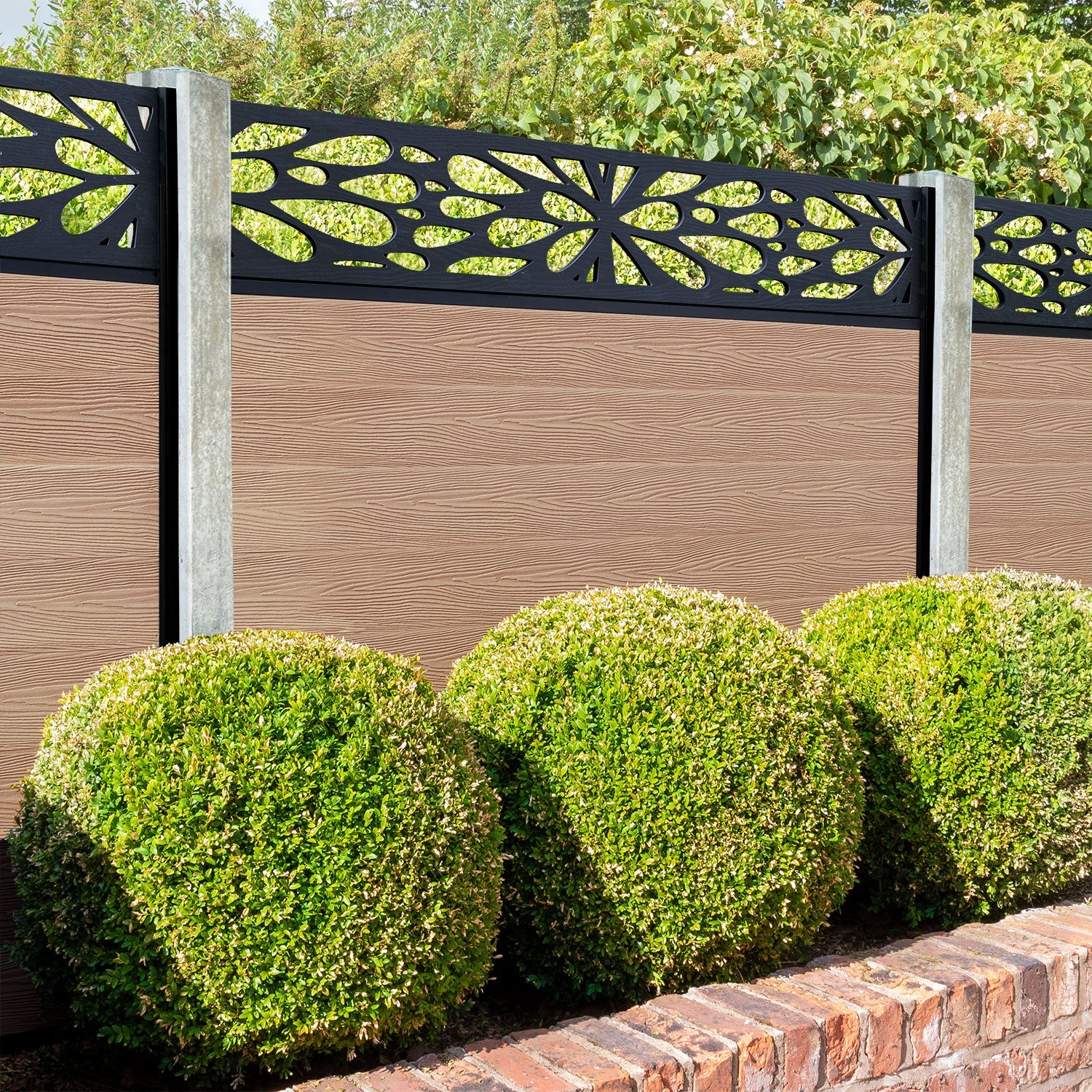 Classic Blossom Fence Panel - Light Oak - for existing concrete posts