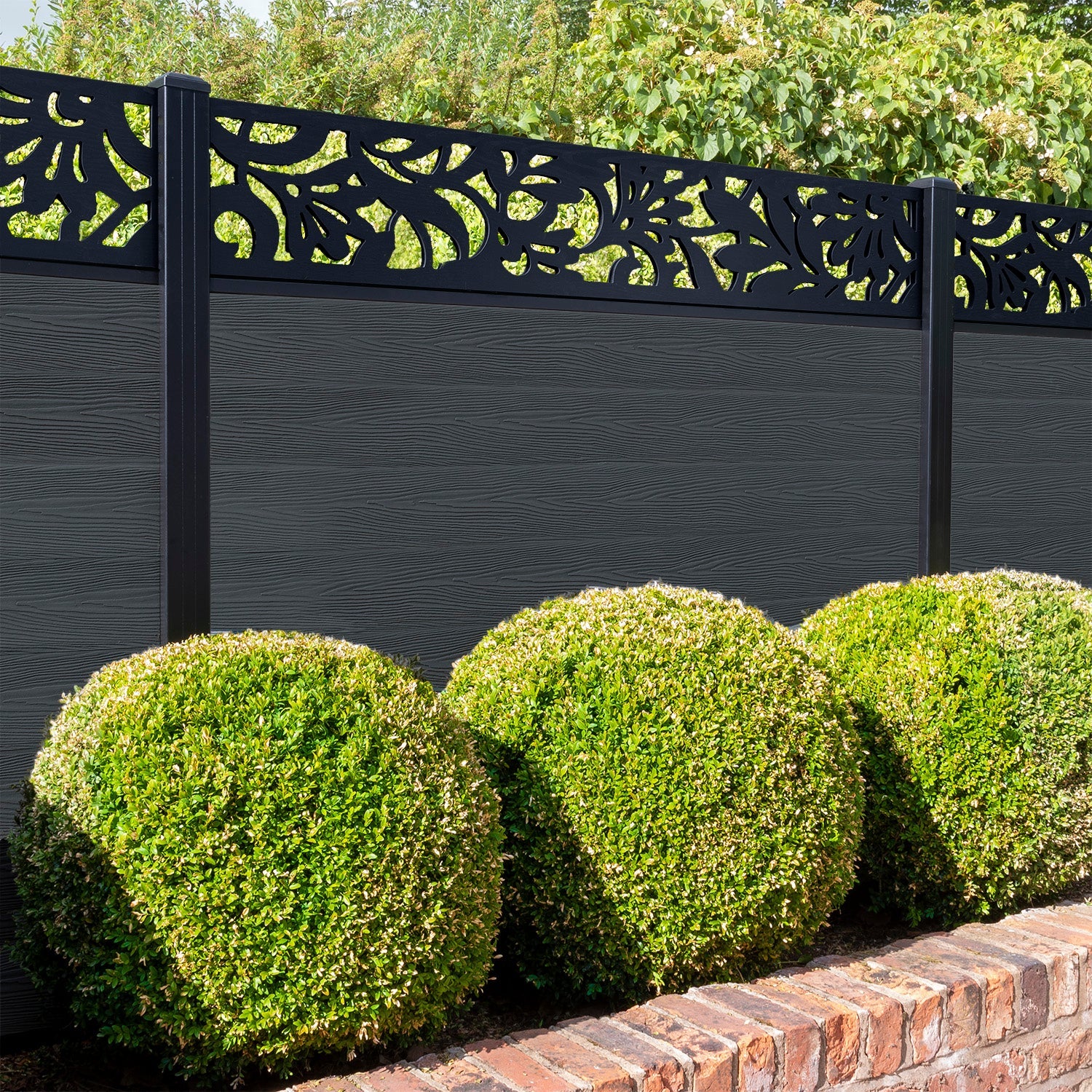 Classic Heritage Fence Panel - Dark Grey - with our aluminium posts