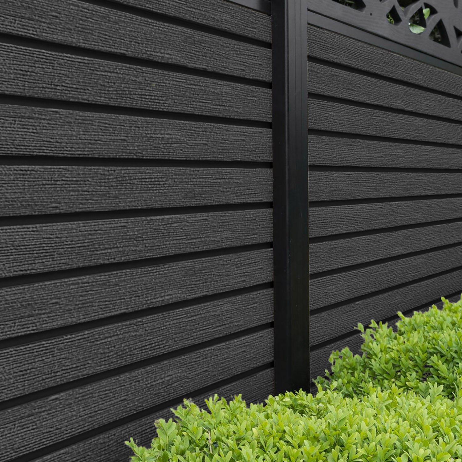 Hudson Linea Fence Panel - Dark Grey - with our aluminium posts