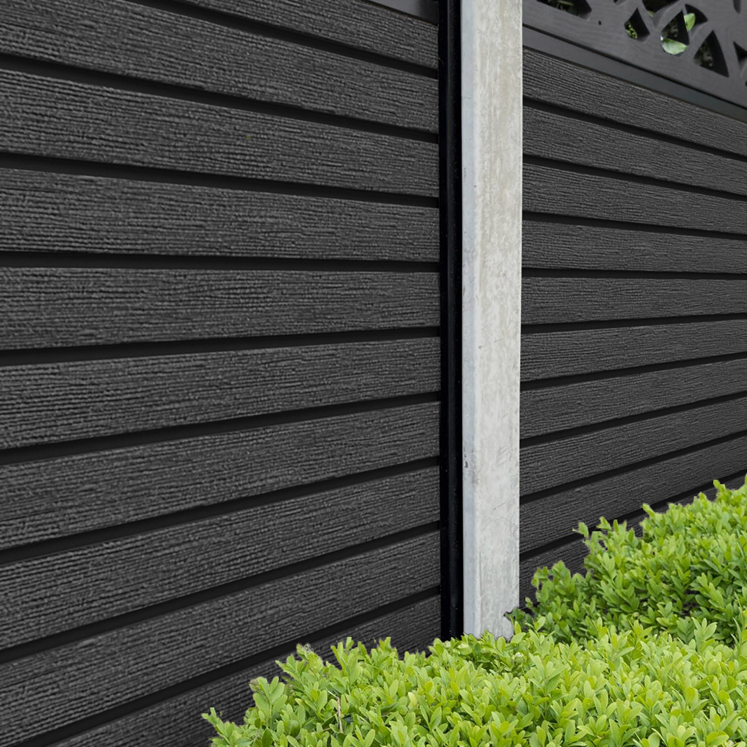 Hudson Cubed Curved Top Fence Panel - Dark Grey - for existing concrete posts
