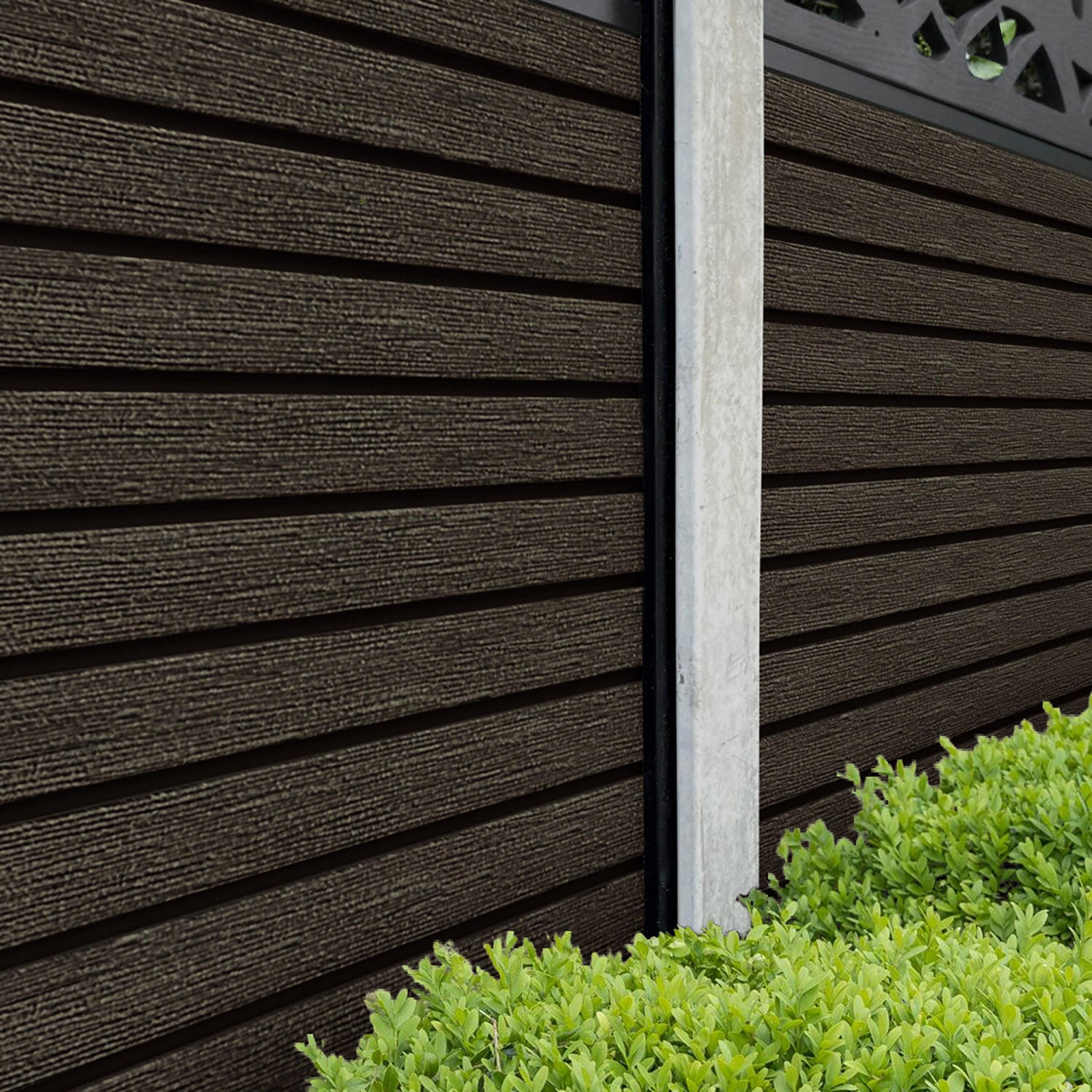Hudson Petal Curved Top Fence Panel - Dark Oak - for existing concrete posts