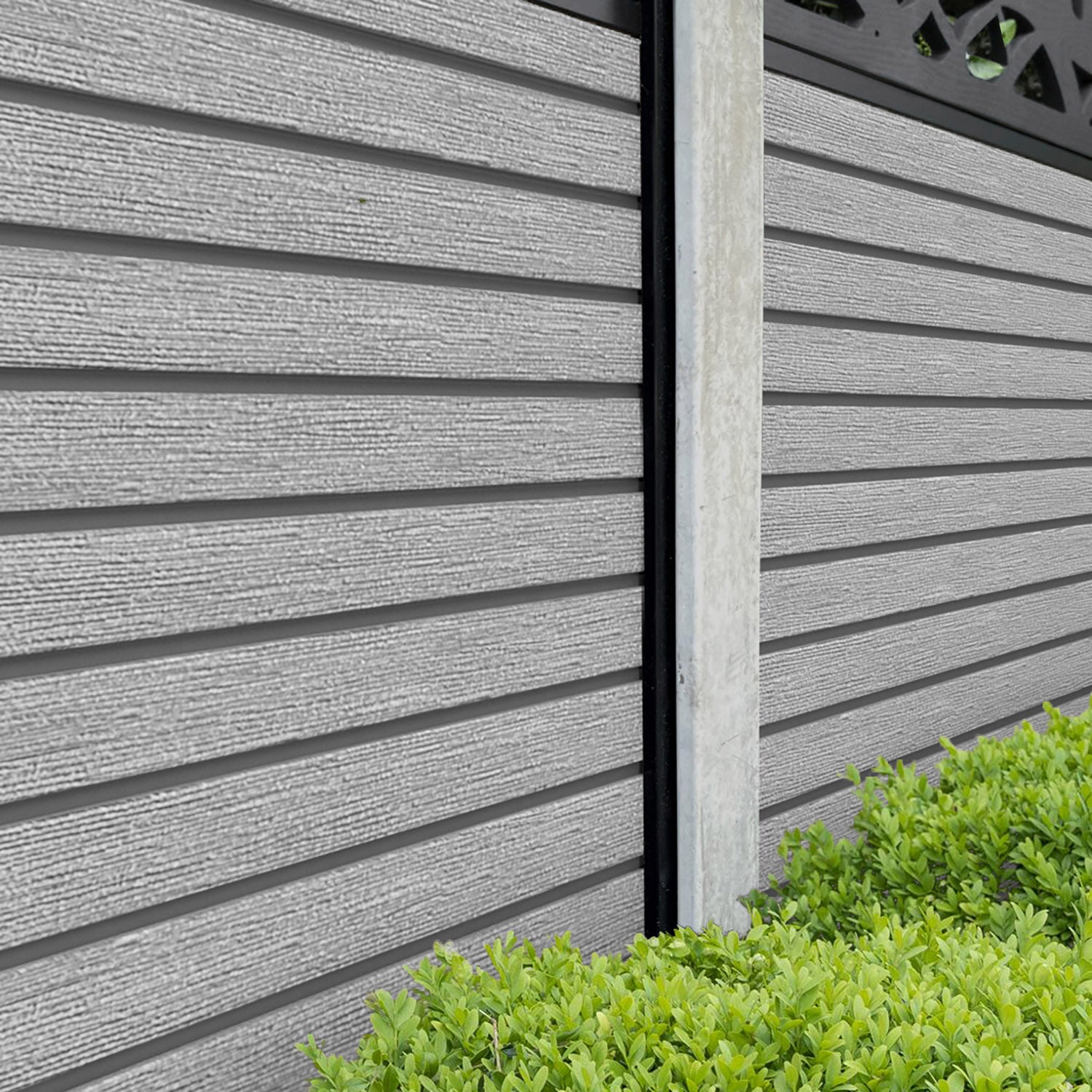 Hudson Cubed Fence Panel - Light Grey - for existing concrete posts