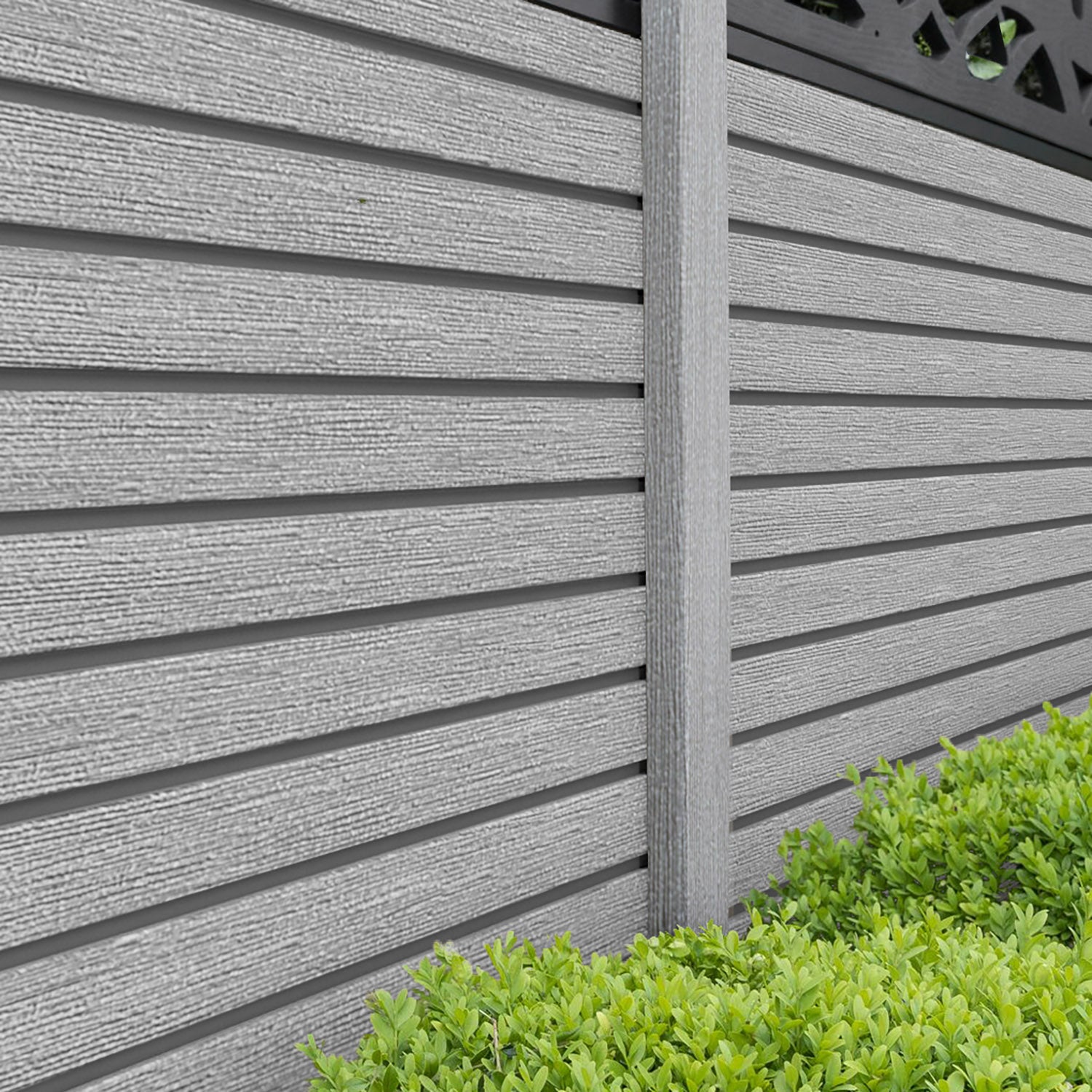 Hudson Petal Curved Top Fence Panel - Light Grey - with our composite posts