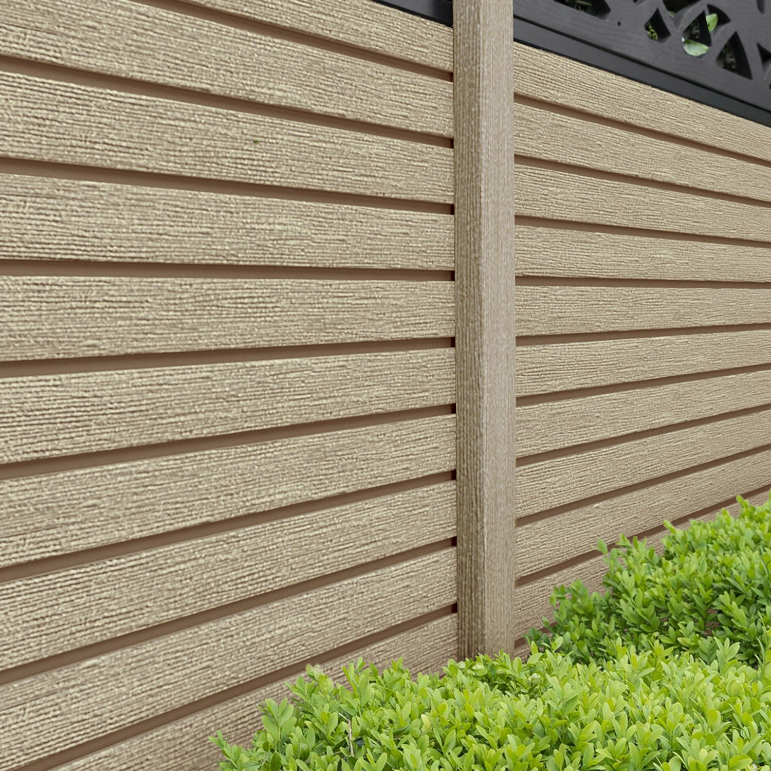 Hudson Ambar Fence Panel - Light Oak - with our composite posts