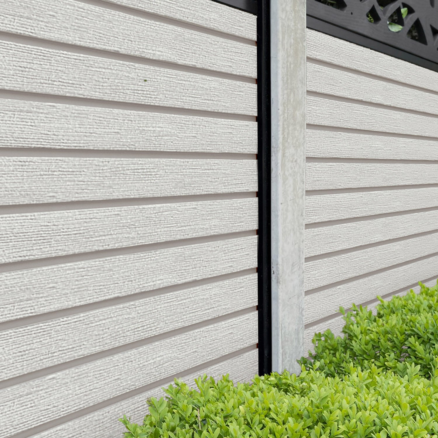 Hudson Cubed Curved Top Fence Panel - Light Stone - for existing concrete posts