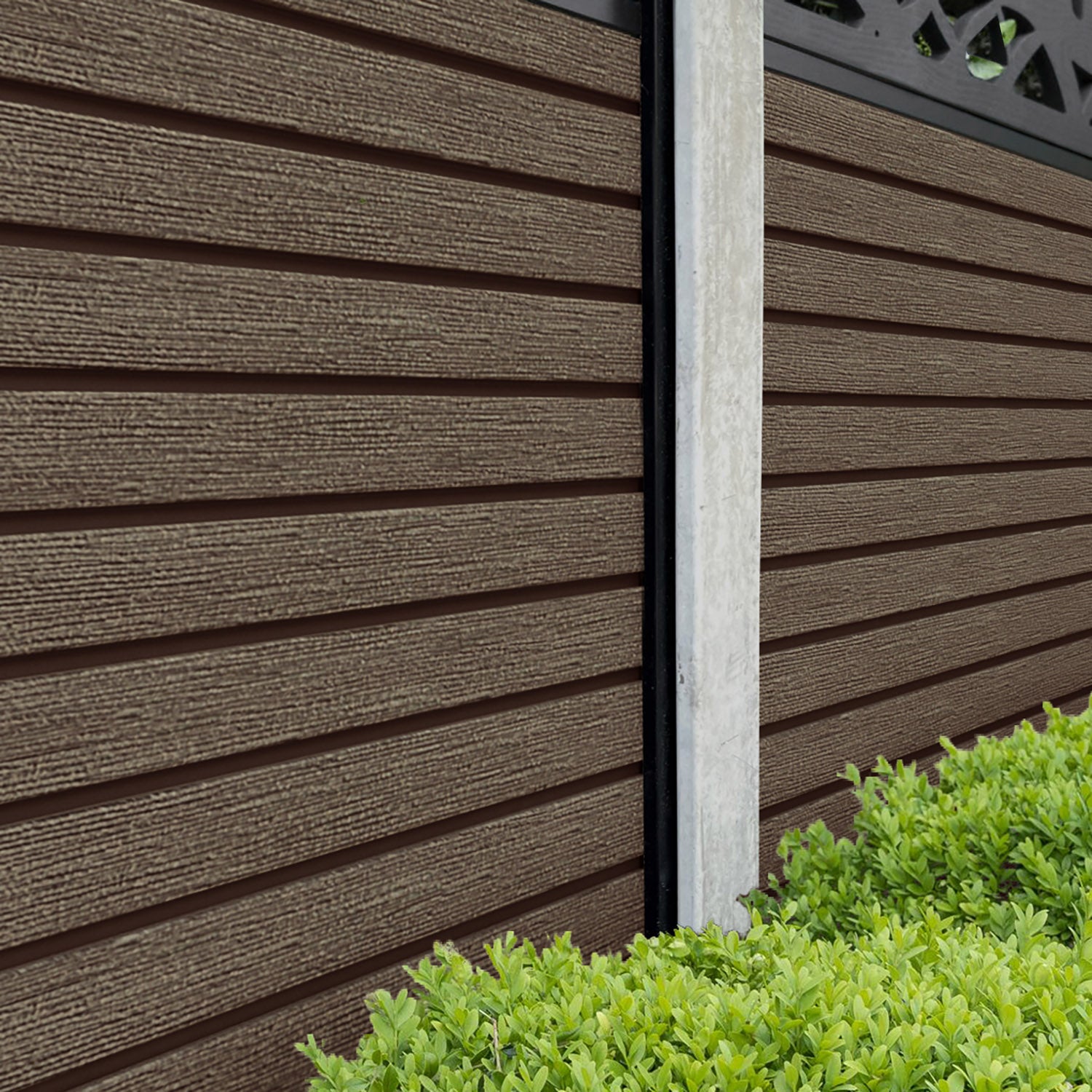 Hudson Blossom Fence Panel - Mid Brown - for existing concrete posts