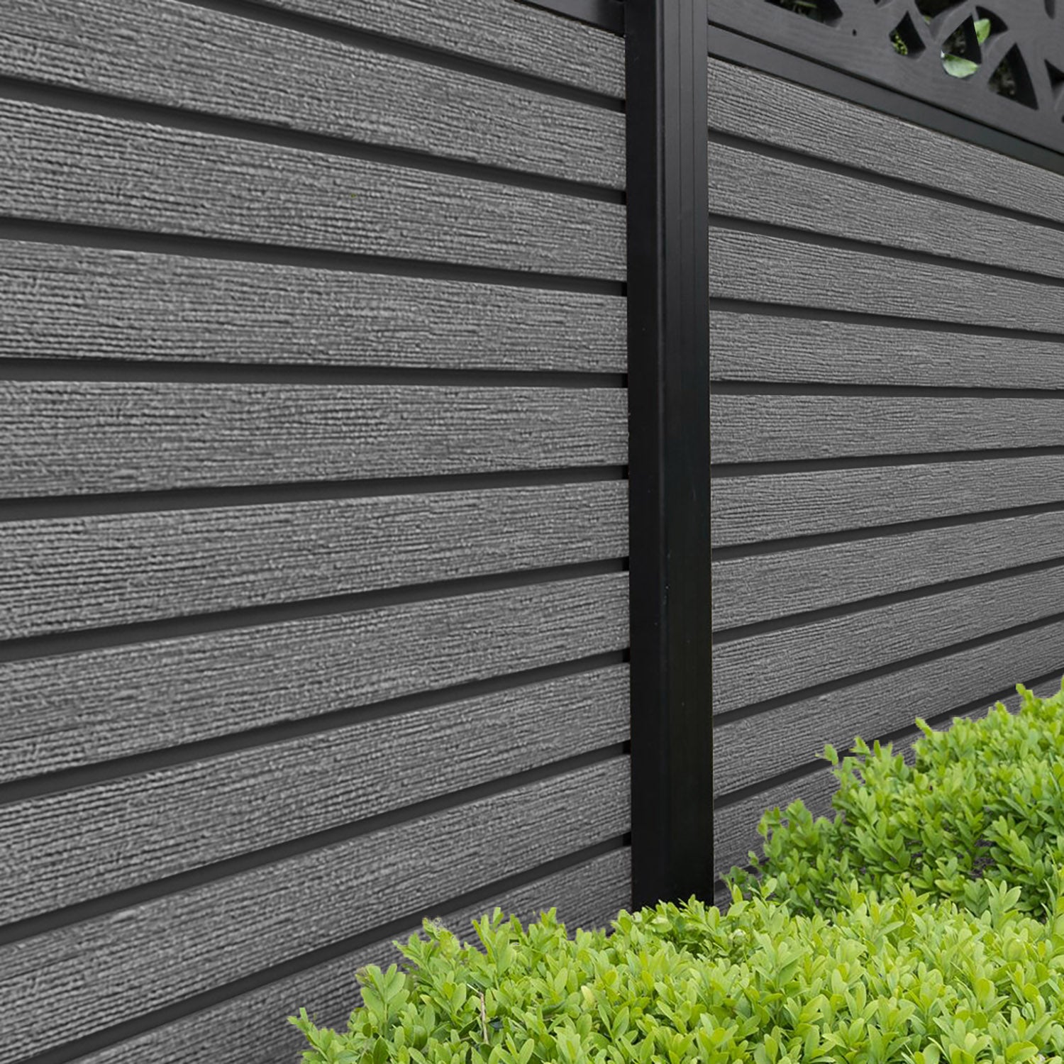 Hudson Heritage Fence Panel - Mid Grey - with our aluminium posts