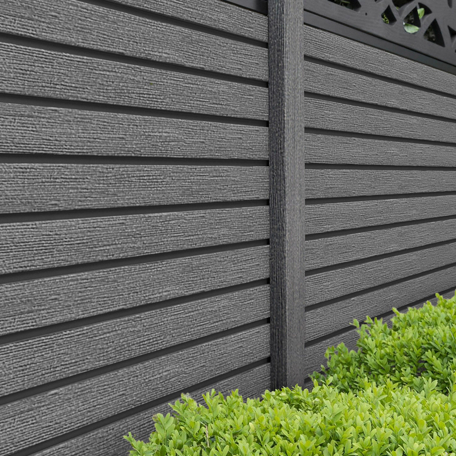 Hudson Narwa Curved Top Fence Panel - Mid Grey - with our composite posts