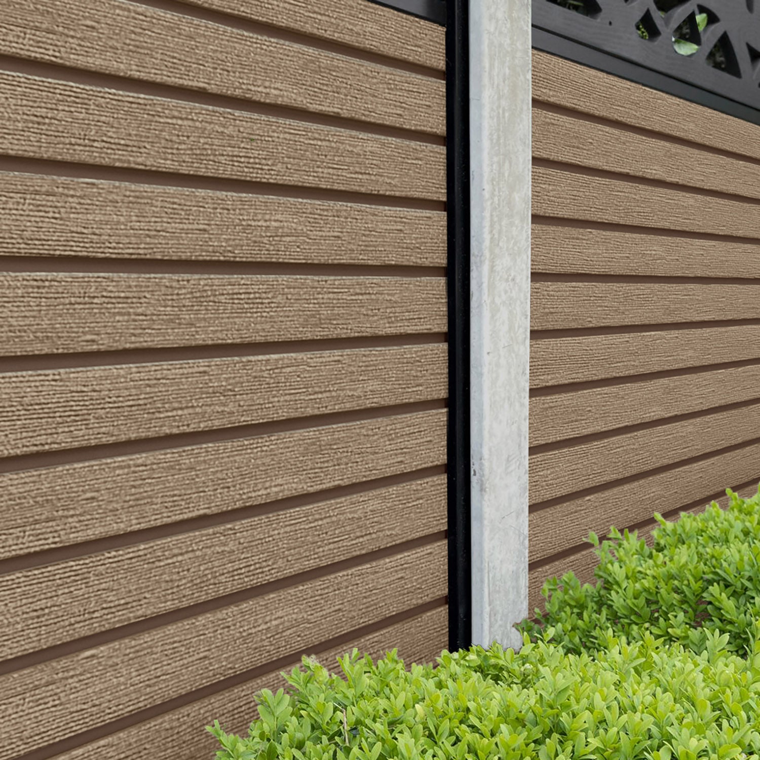 Hudson Twilight Fence Panel - Teak - for existing concrete posts