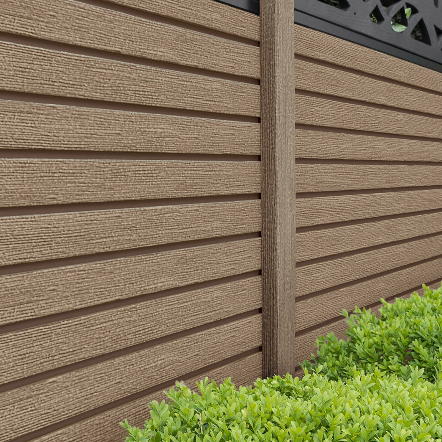 Hudson Linea Fence Panel - Teak - with our composite posts