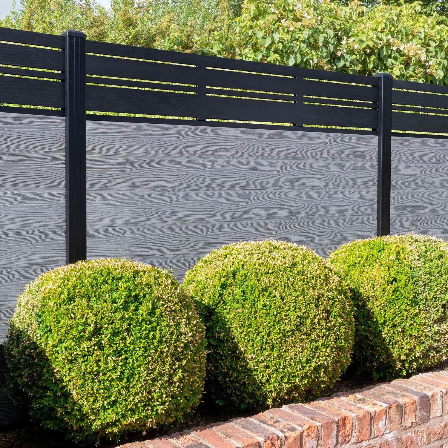 Classic Linea Fence Panel - Light Grey - with our aluminium posts