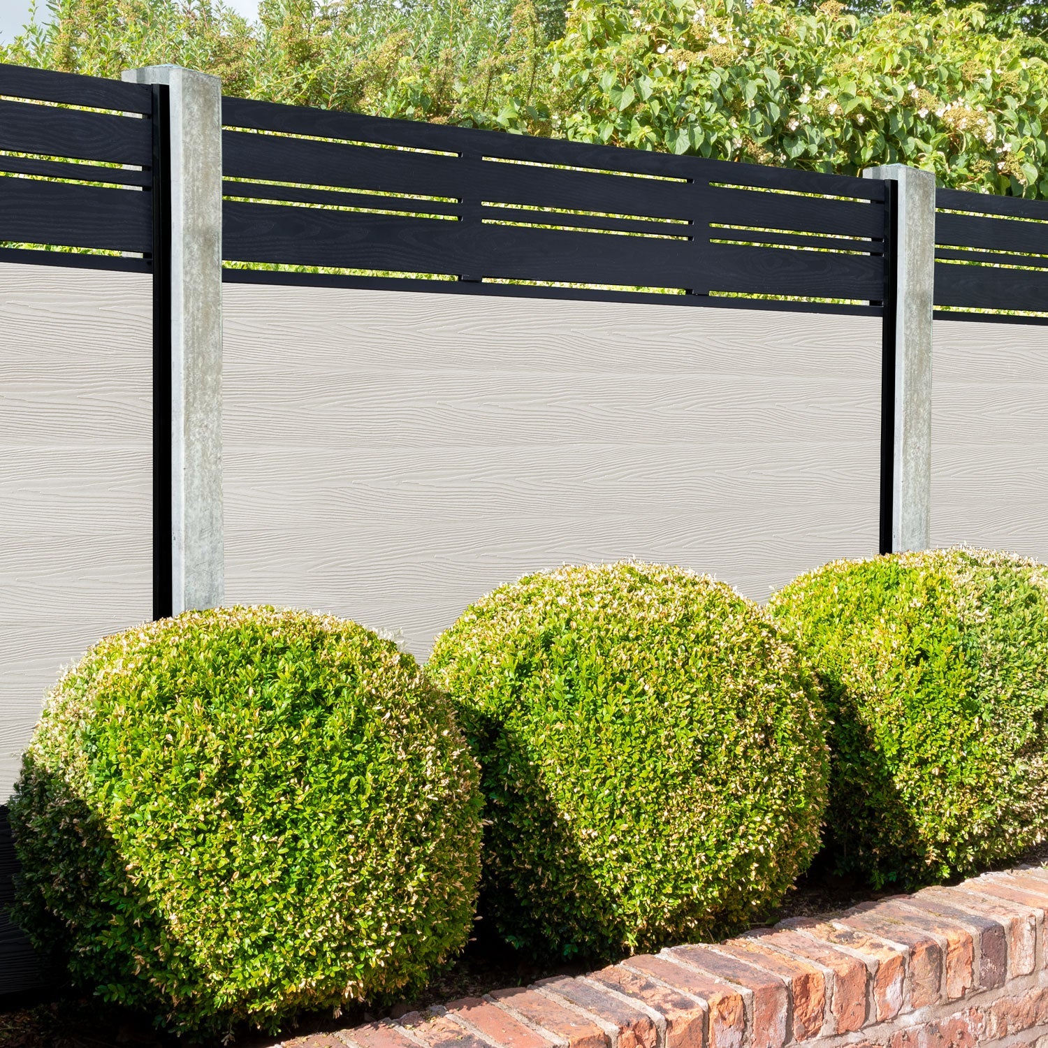 Classic Linea Fence Panel - Light Stone - for existing concrete posts