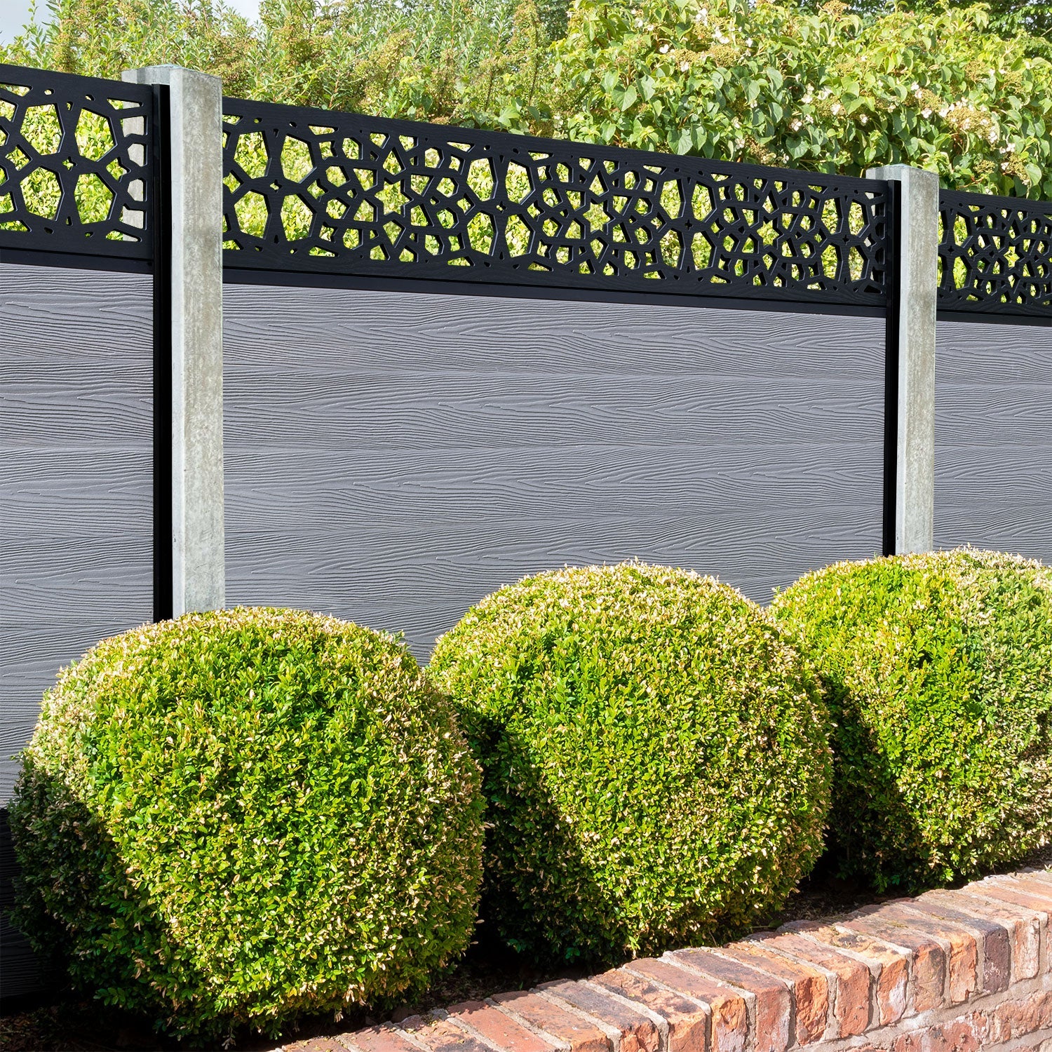 Classic Nazira Fence Panel - Light Grey - for existing concrete posts