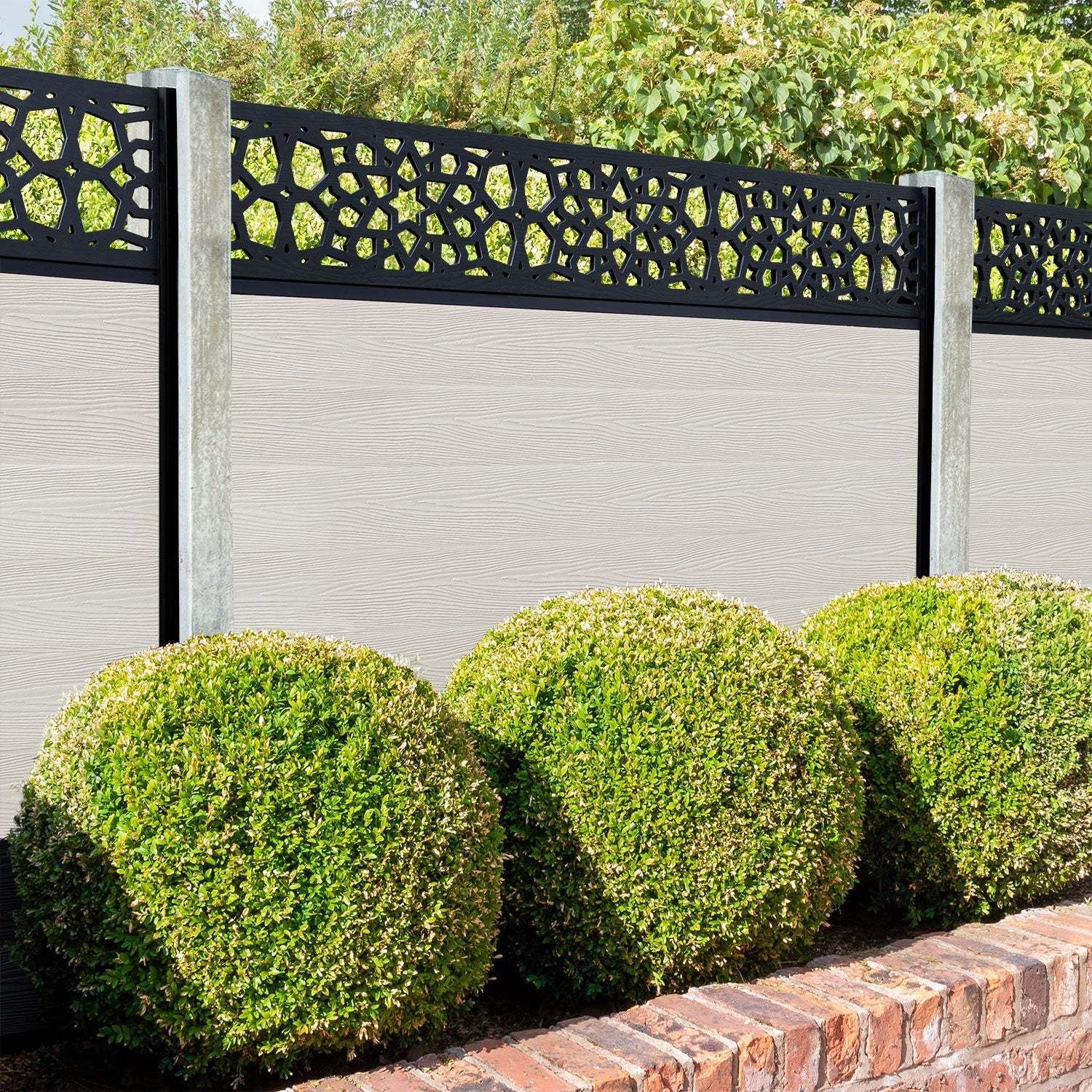 Classic Nazira Fence Panel - Light Stone - for existing concrete posts
