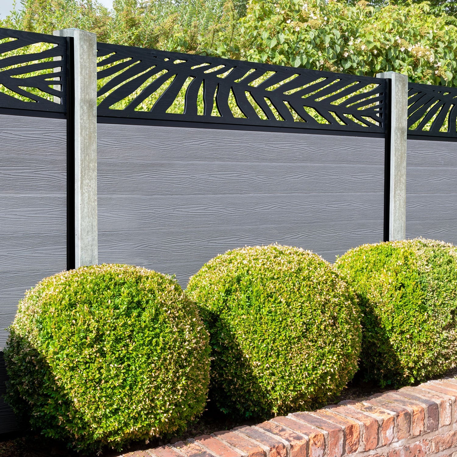 Classic Palm Fence Panel - Light Grey - for existing concrete posts
