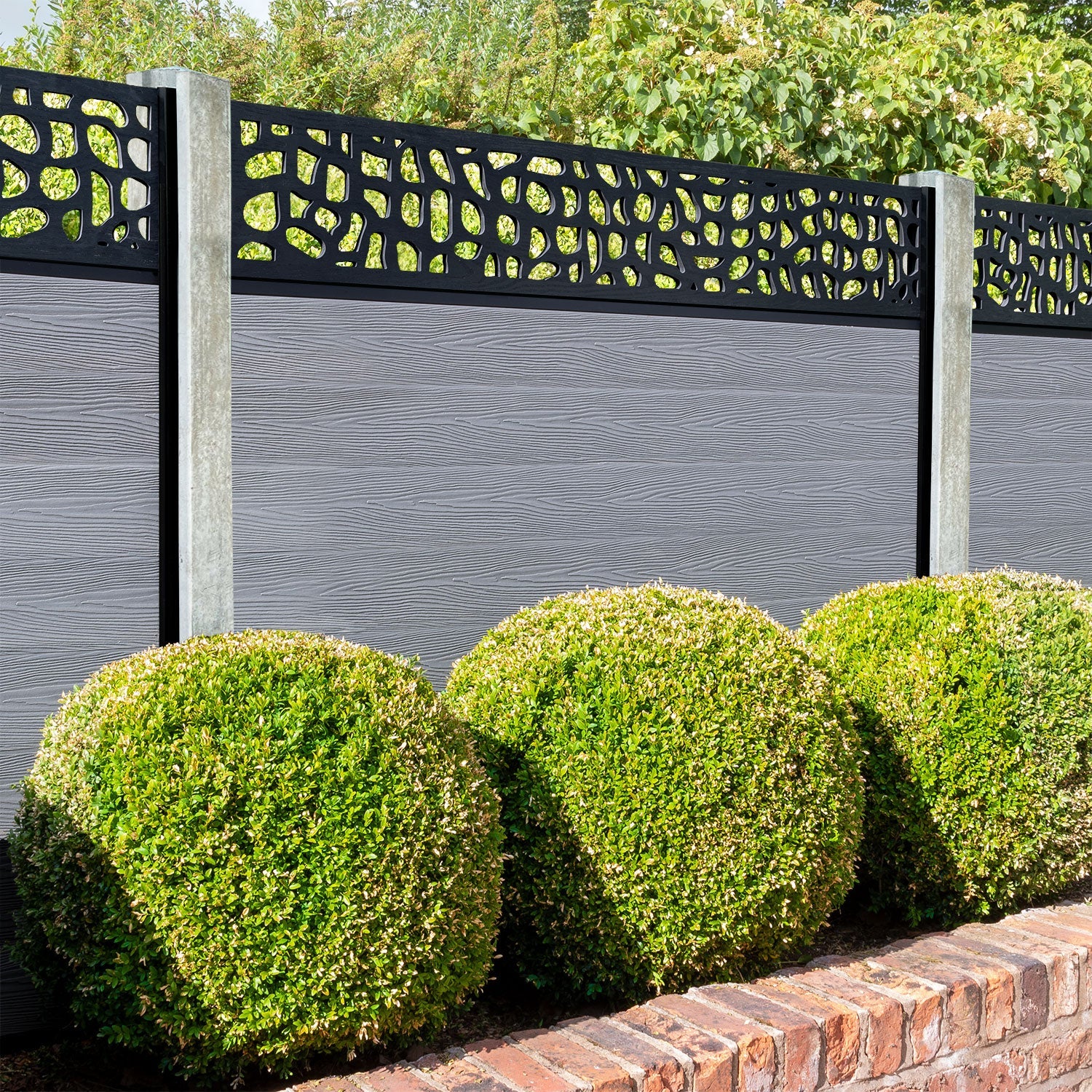 Classic Pebble Fence Panel - Light Grey - for existing concrete posts