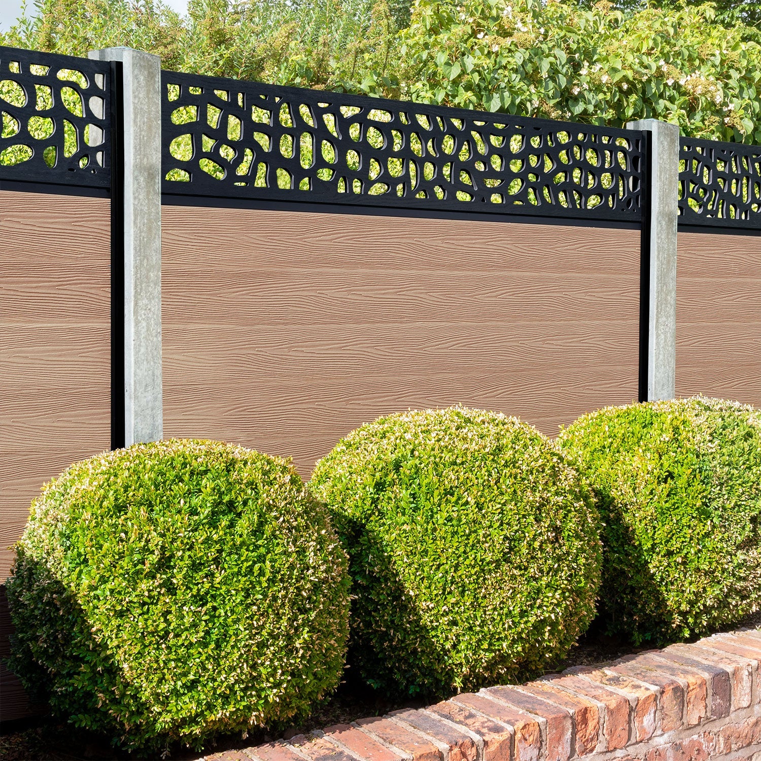 Classic Pebble Fence Panel - Light Oak - for existing concrete posts