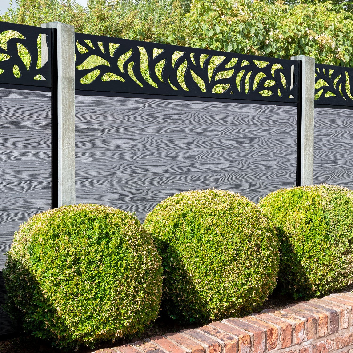 Classic Plume Fence Panel - Light Grey - for existing concrete posts