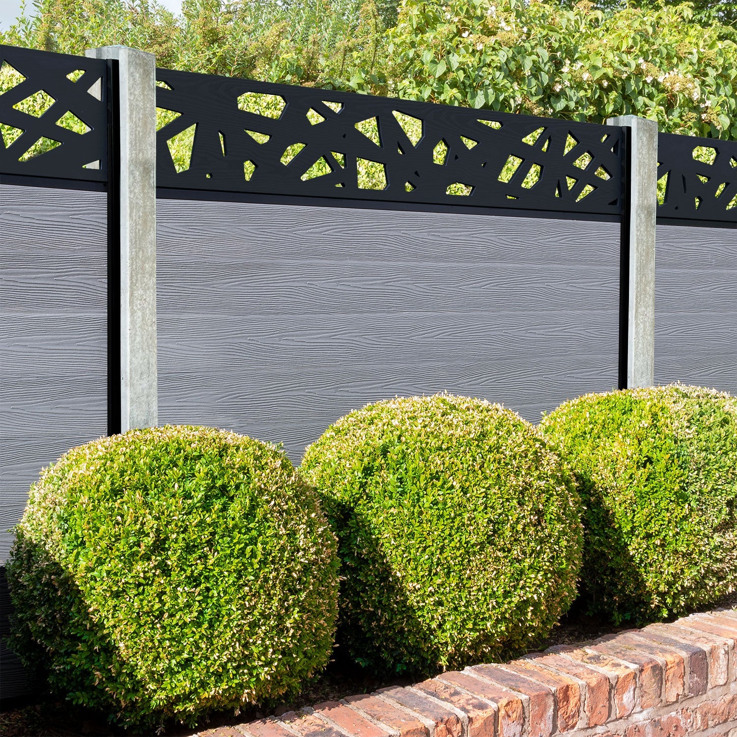 Classic Prism Fence Panel - Light Grey - for existing concrete posts