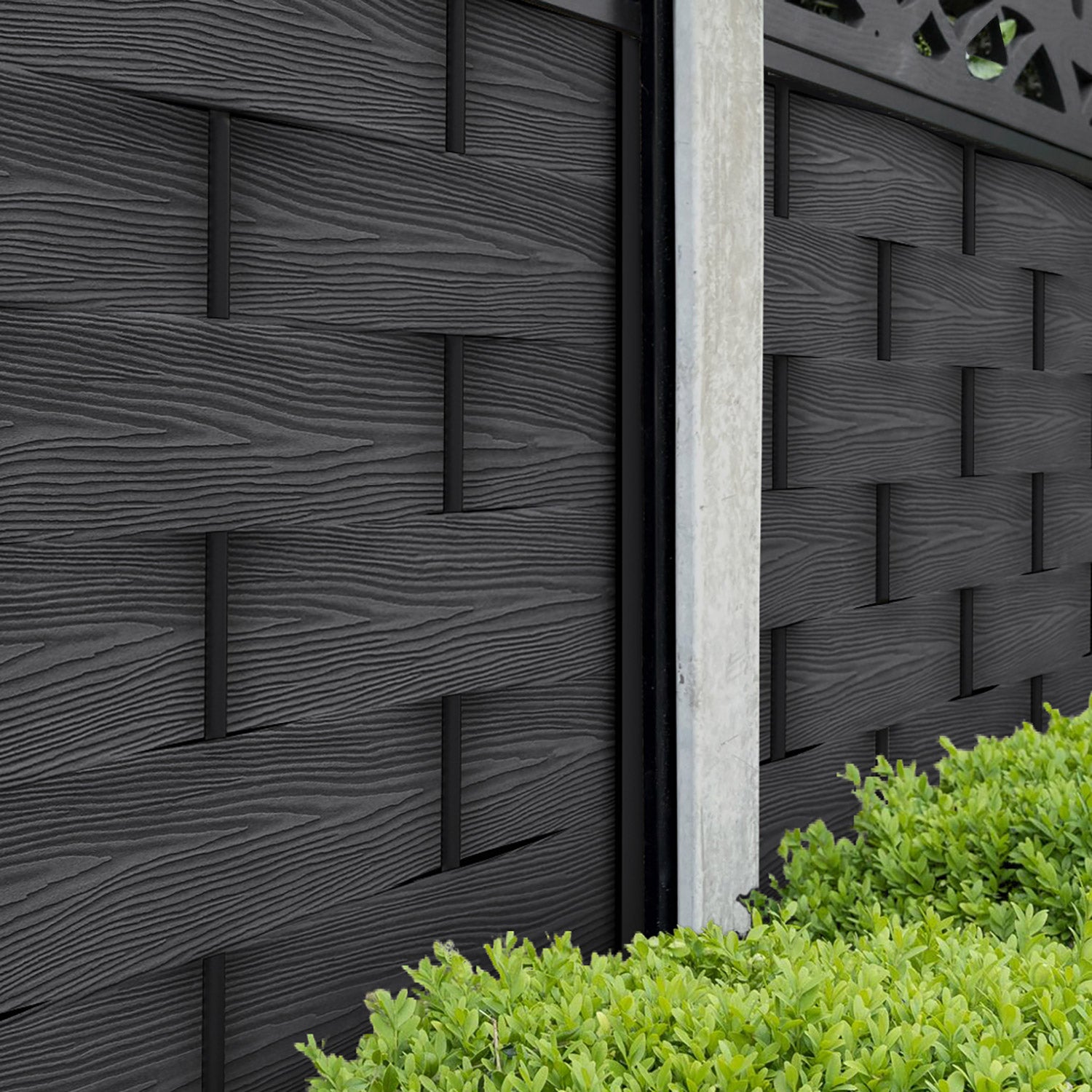 Ripple Twilight Curved Top Fence Panel - Dark Grey - for existing concrete posts