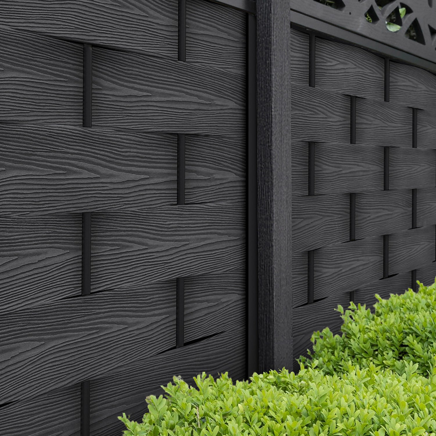 Ripple Ambar Fence Panel - Dark Grey - with our composite posts