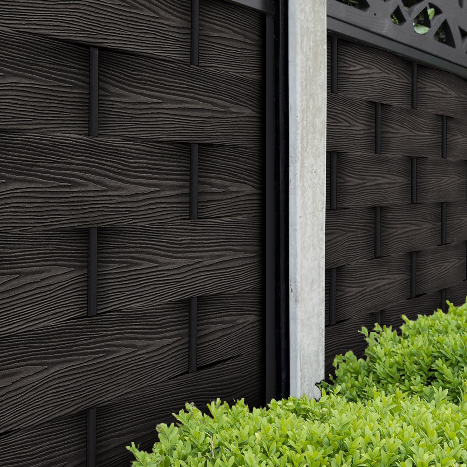 Ripple Linea Fence Panel - Dark Oak - for existing concrete posts