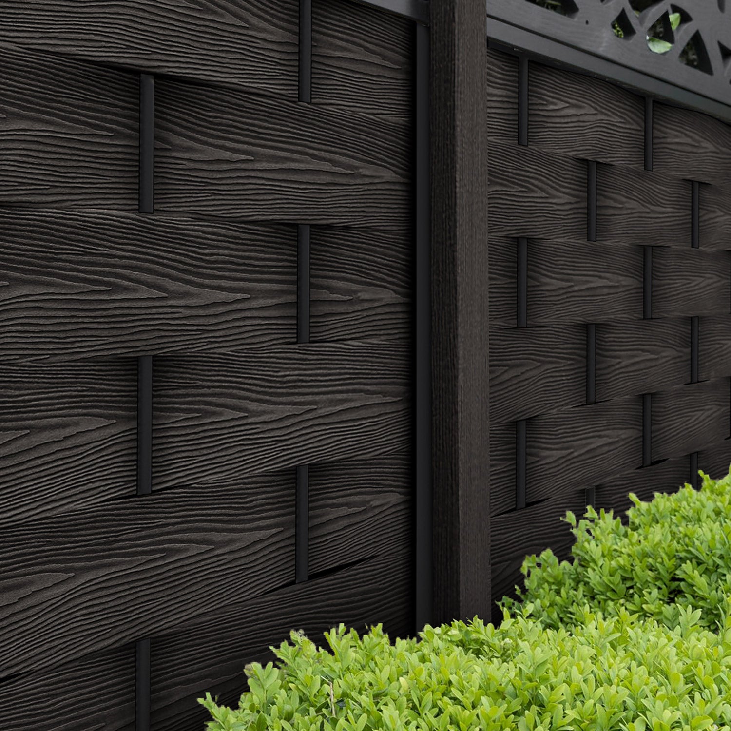 Ripple Alnara Curved Top Fence Panel - Dark Oak - with our composite posts