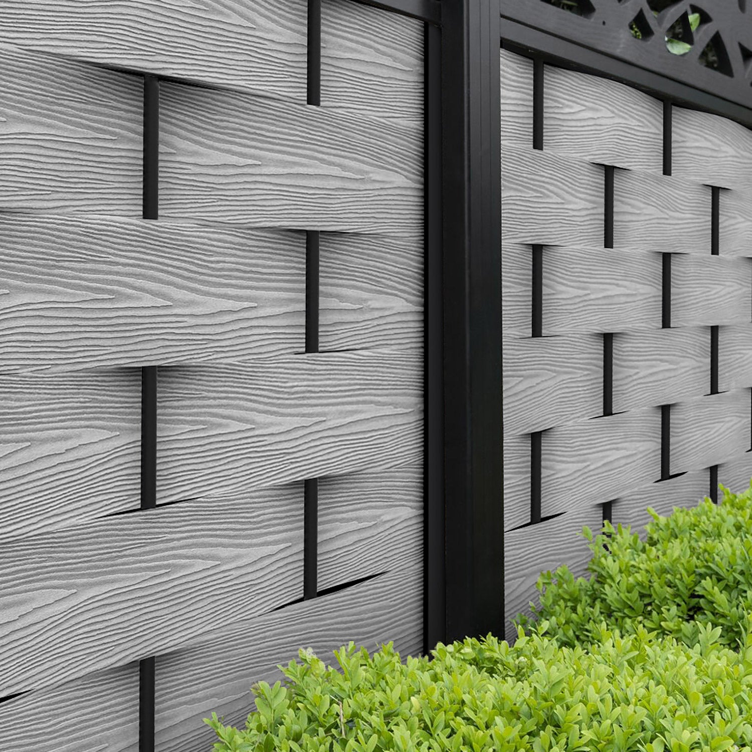 Ripple Zenith Fence Panel - Light Grey - with our aluminium posts
