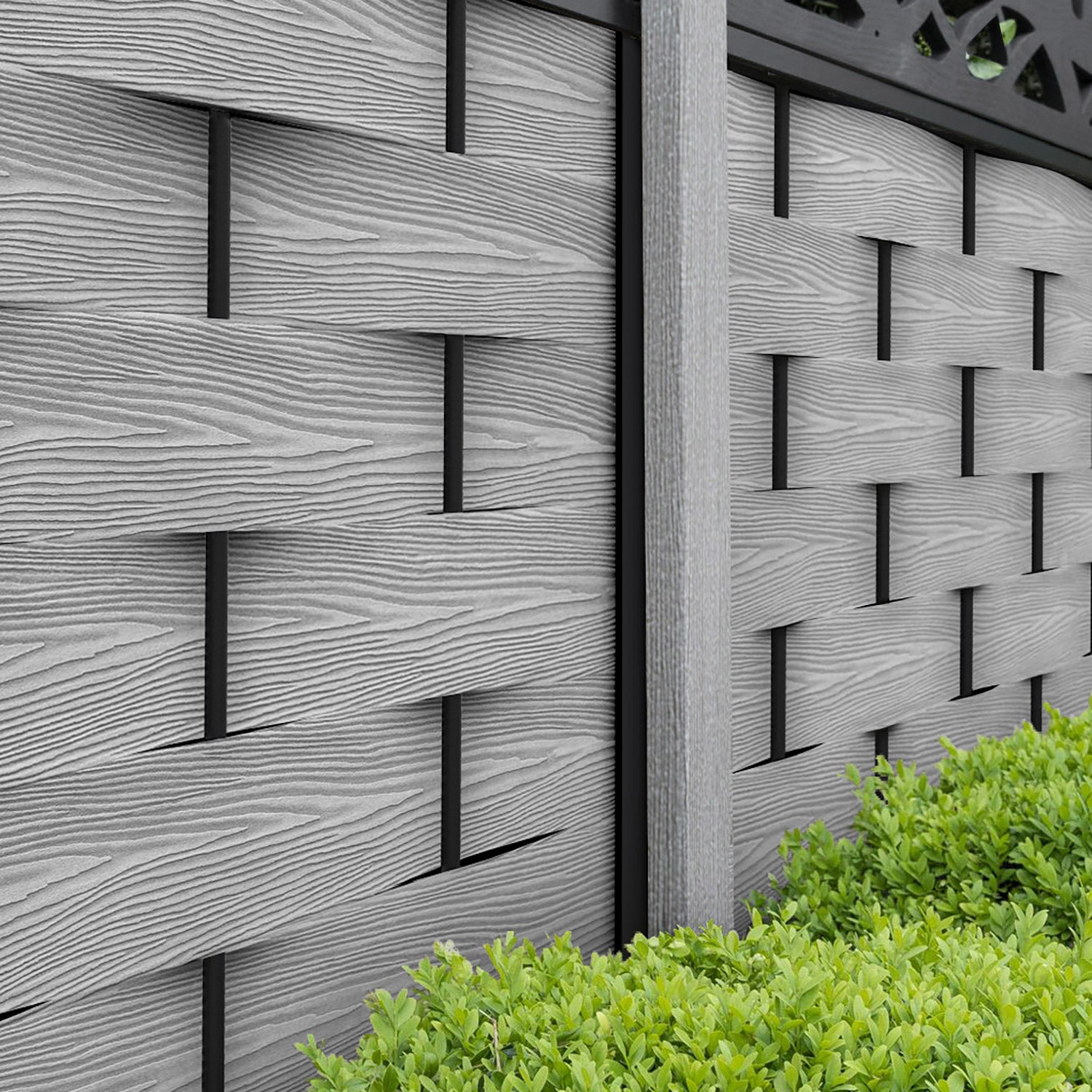 Ripple Fence Panel - Light Grey - with our composite posts