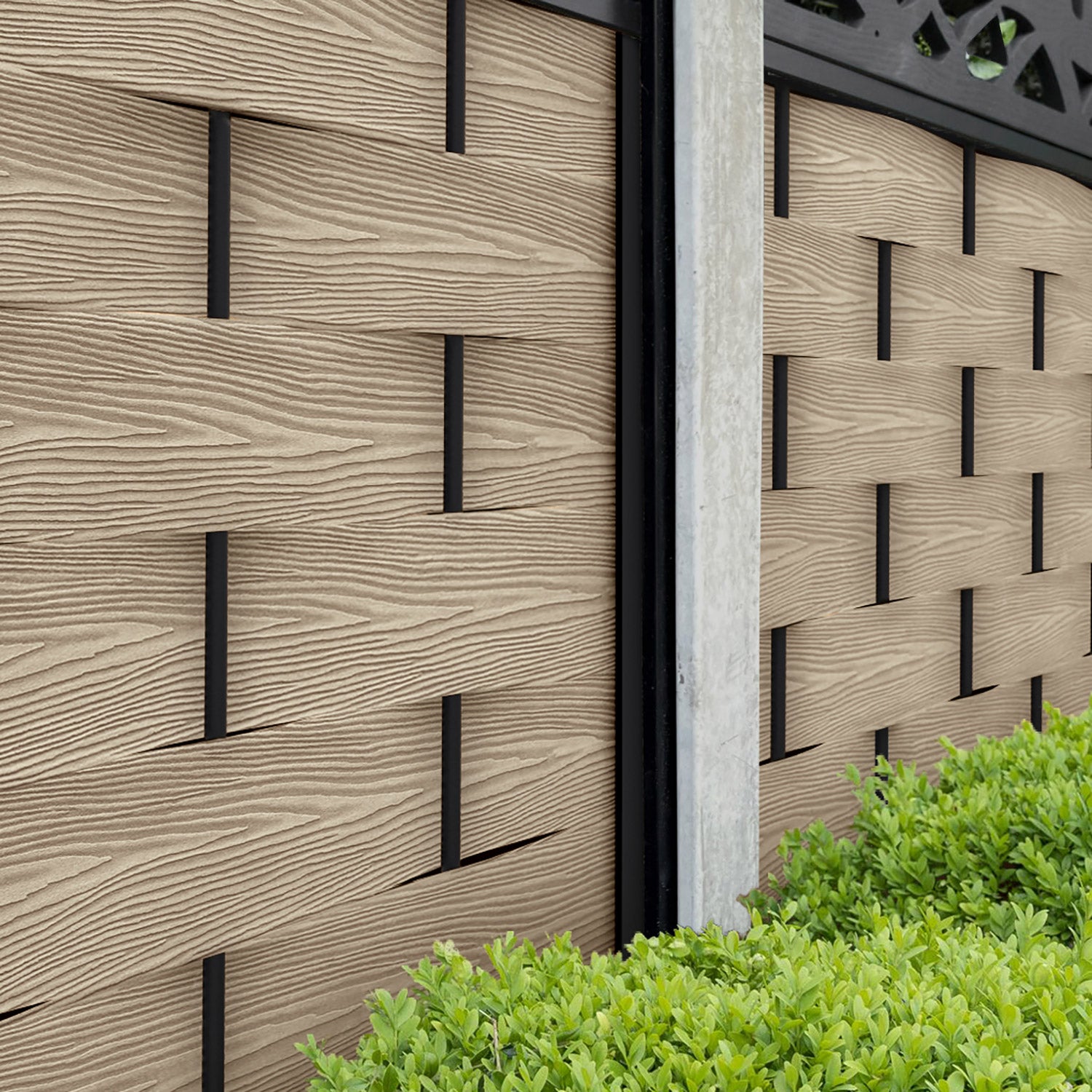 Ripple Heritage Curved Top Fence Panel - Light Oak - for existing concrete posts