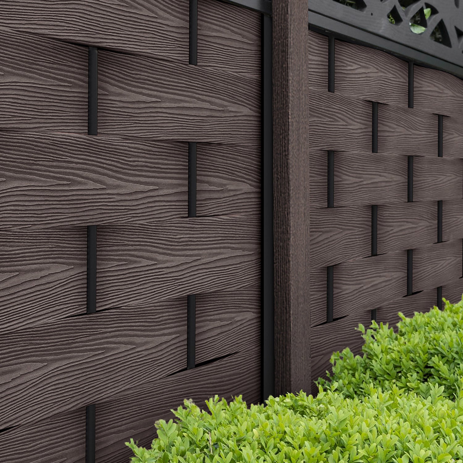 Ripple Heritage Fence Panel - Mid Brown - with our composite posts