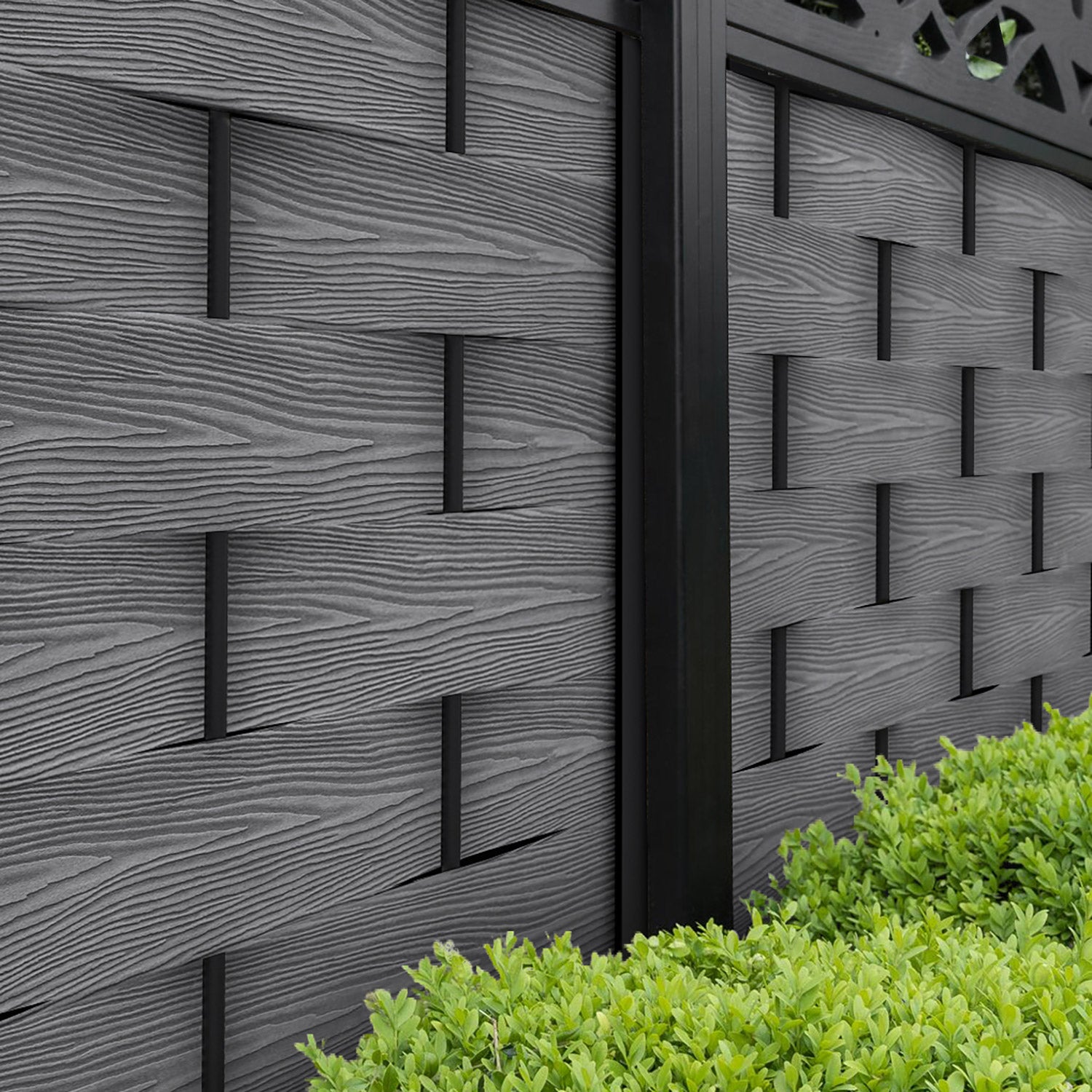 Ripple Nazira Curved Top Fence Panel - Mid Grey - with our aluminium posts