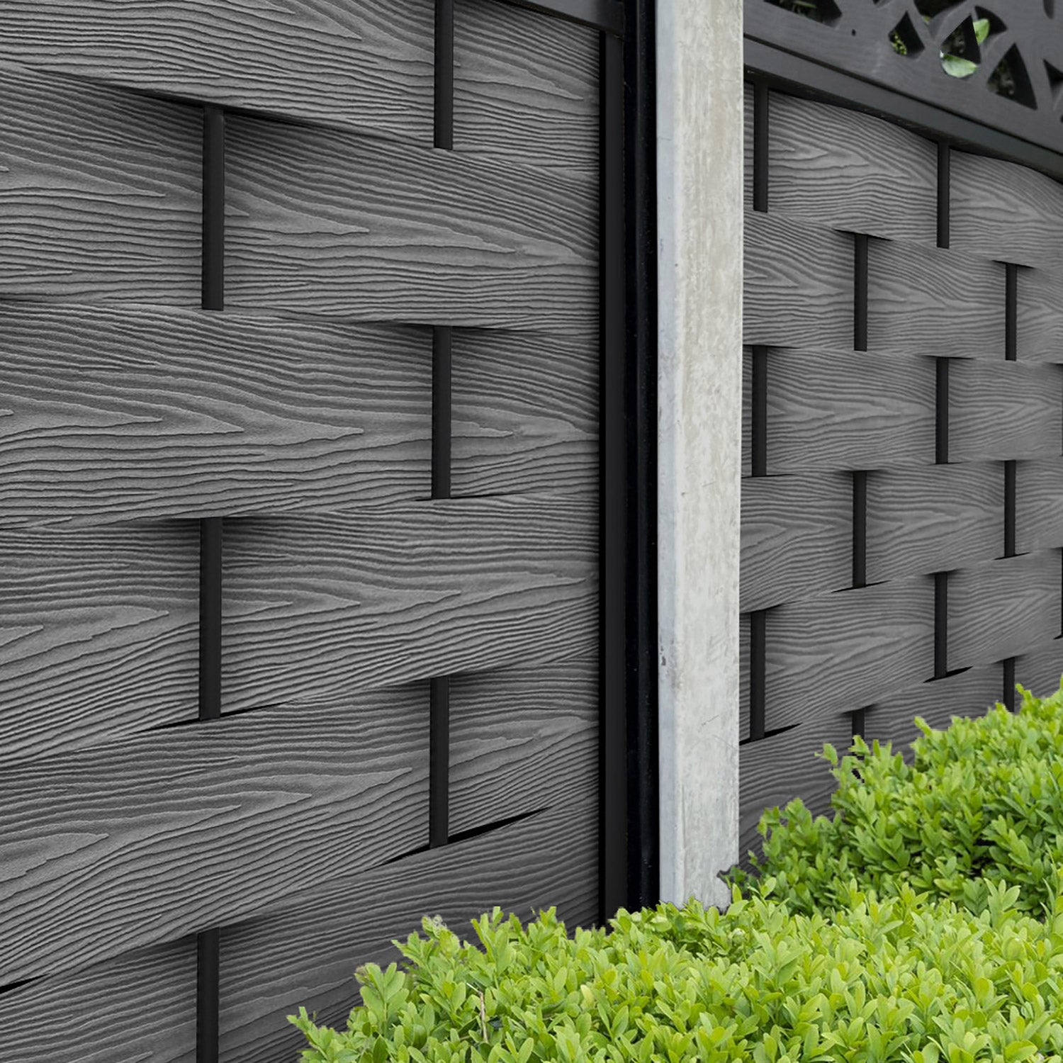 Ripple Cubed Curved Top Fence Panel - Mid Grey - for existing concrete posts