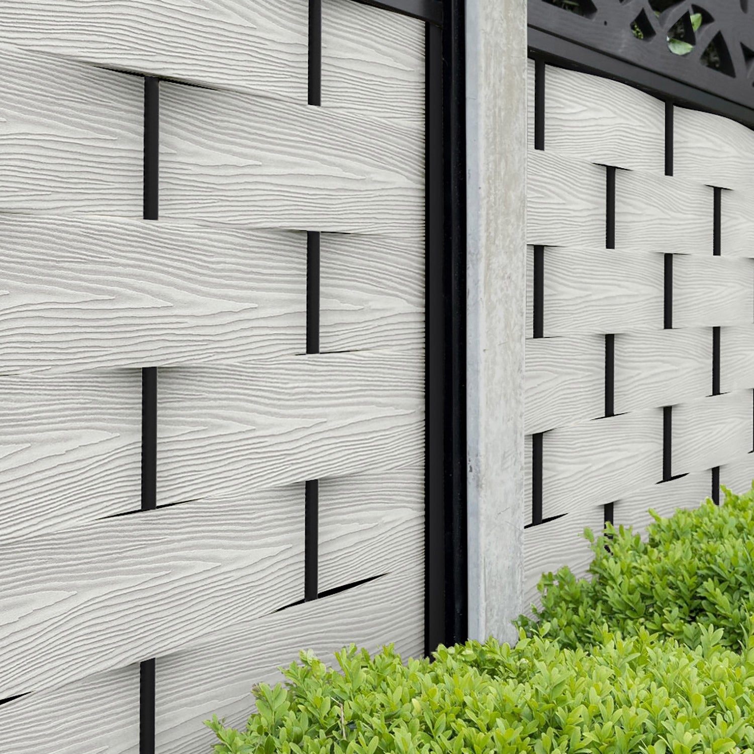 Ripple Plume Curved Top Fence Panel - Light Stone - for existing concrete posts