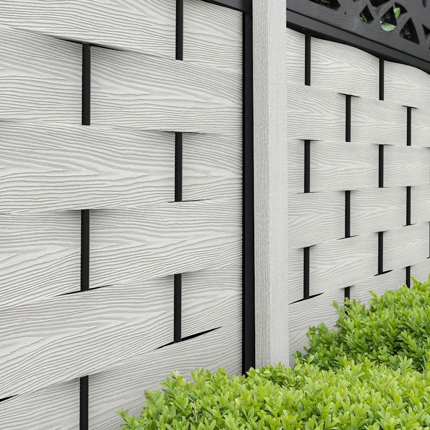 Ripple Blossom Fence Panel - Light Stone - with our composite posts