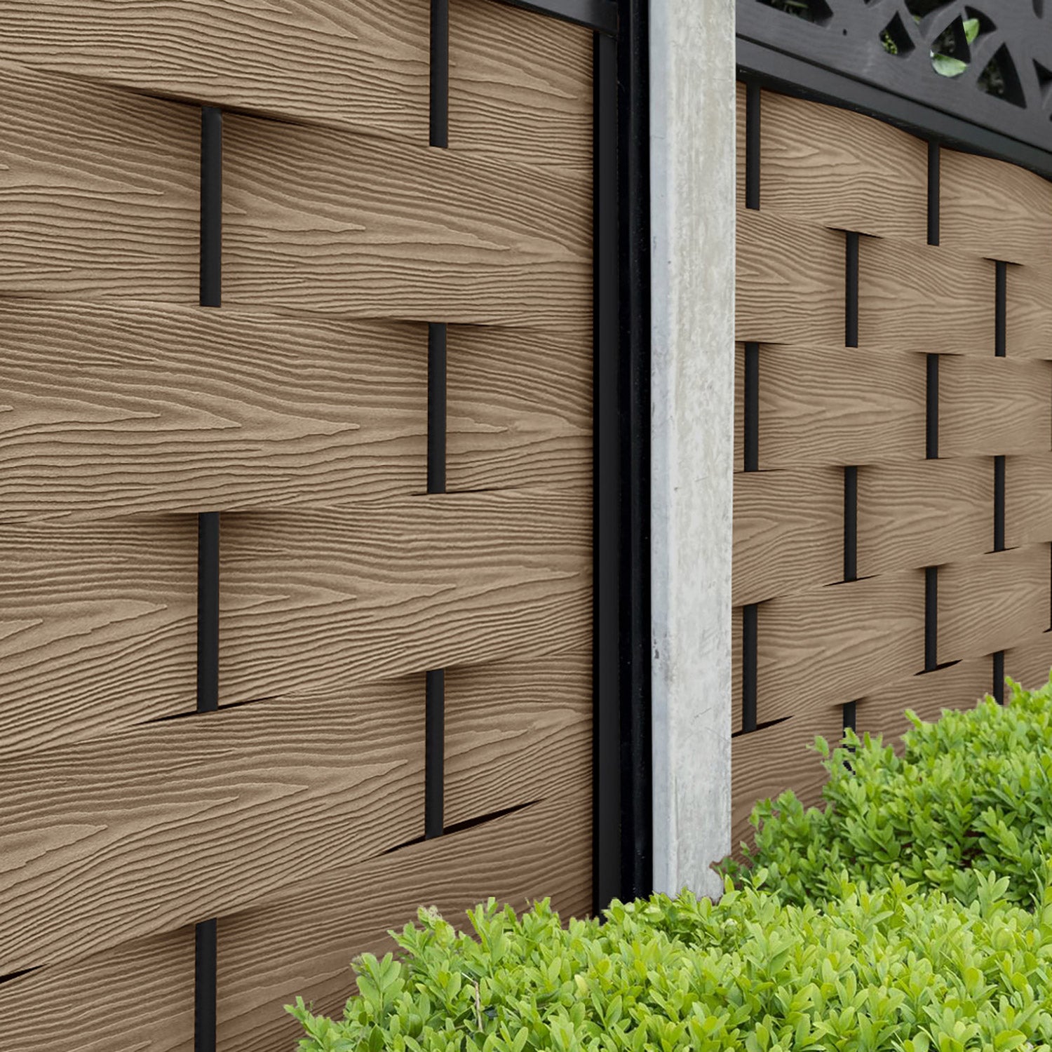 Ripple Narwa Curved Top Fence Panel - Teak - for existing concrete posts