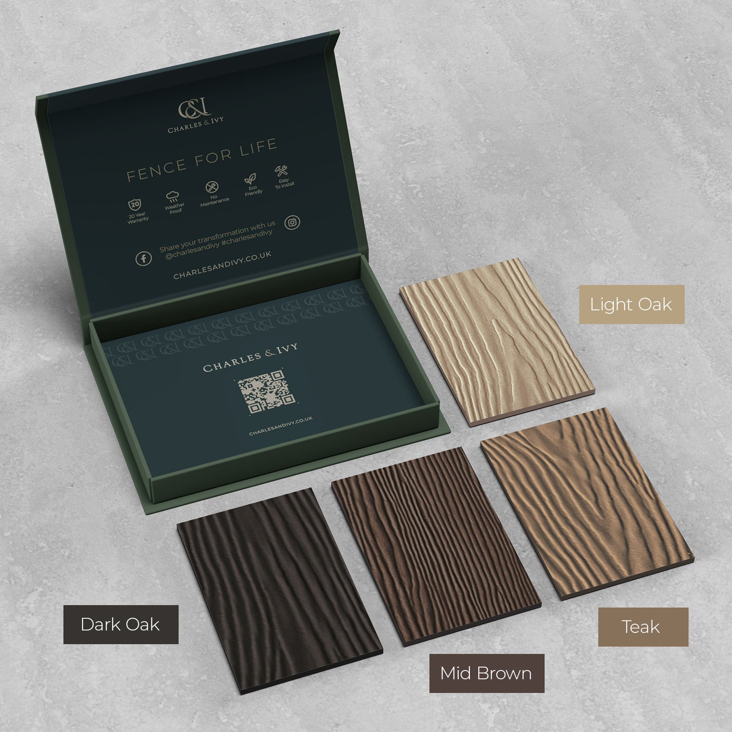Ripple (Grained Finish) - Shades of Brown Fence Slat Sample Pack