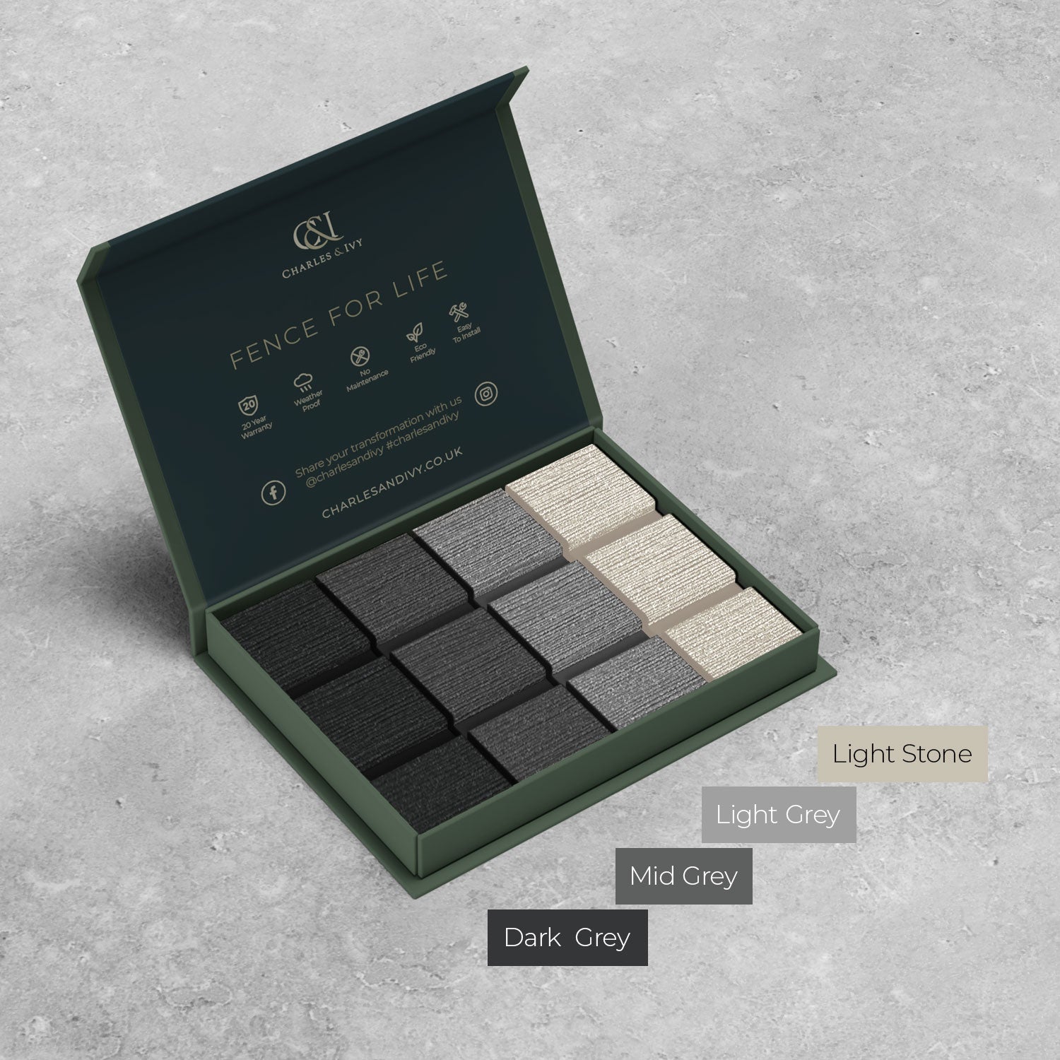 Hudson (Brushed Finish)  - Shades of Grey Fence Slat Sample Pack