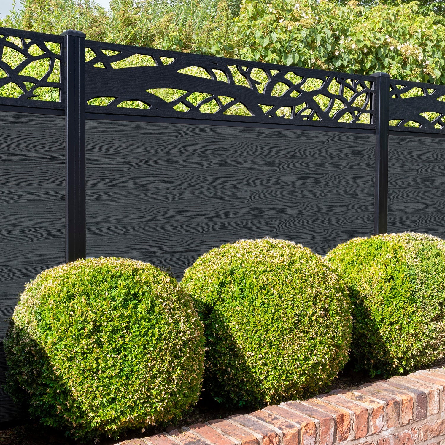 Classic Twilight Fence Panel - Dark Grey - with our aluminium posts