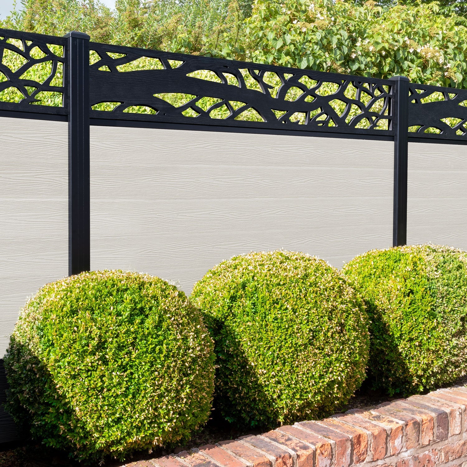 Classic Twilight Fence Panel - Light Stone - with our aluminium posts