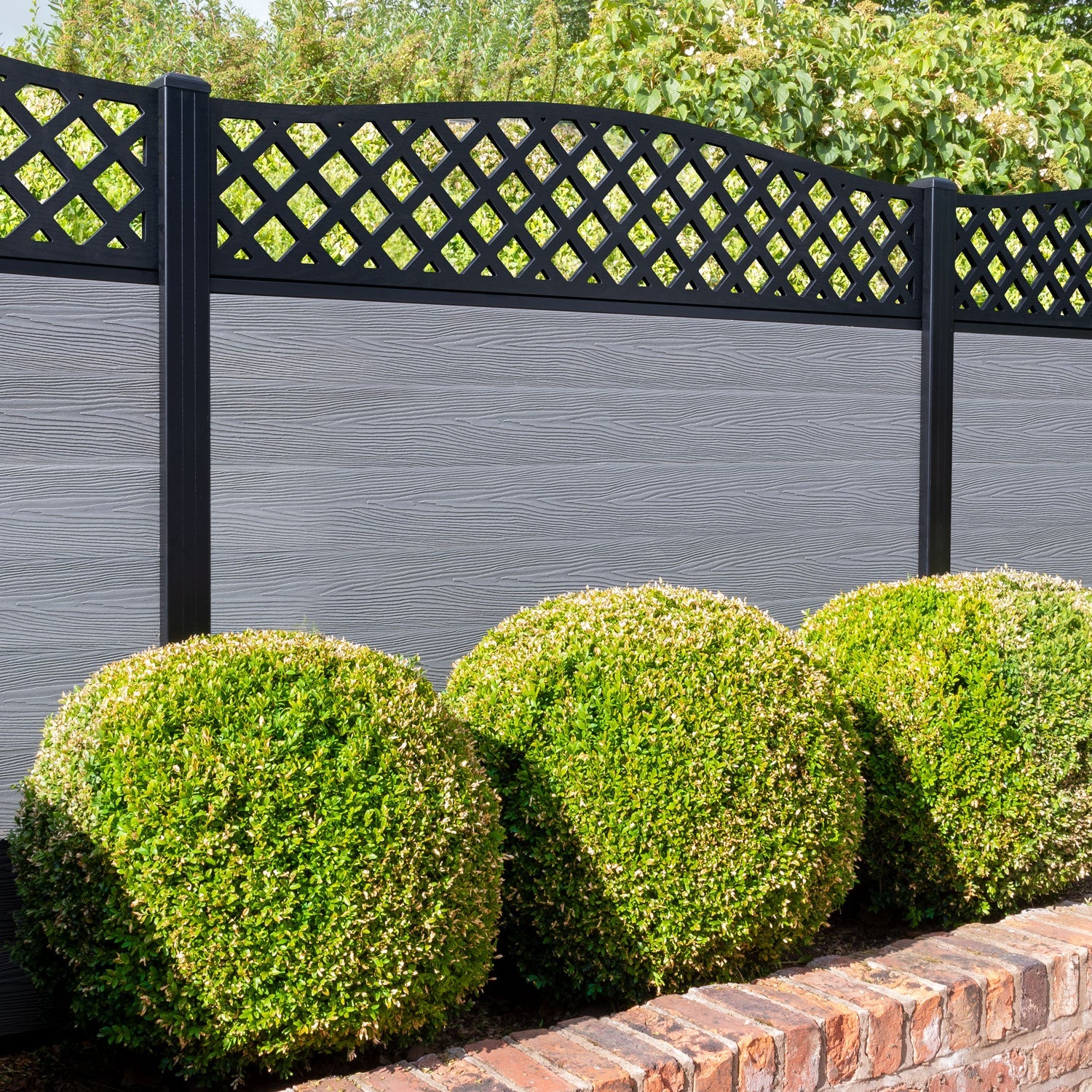 Classic High Wave Fence Panel - Light Grey - with our aluminium posts