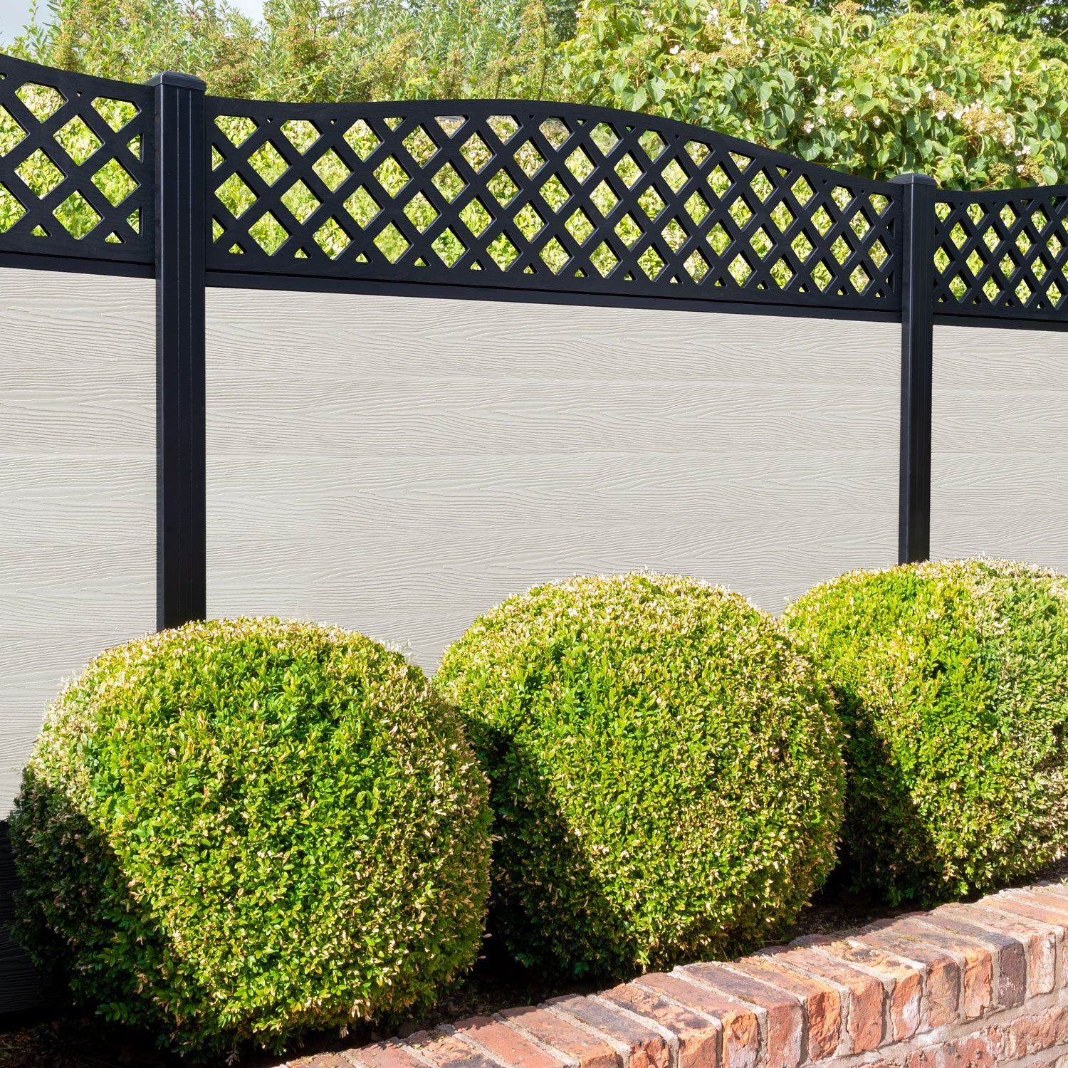 Classic High Wave Fence Panel - Light Stone - with our aluminium posts