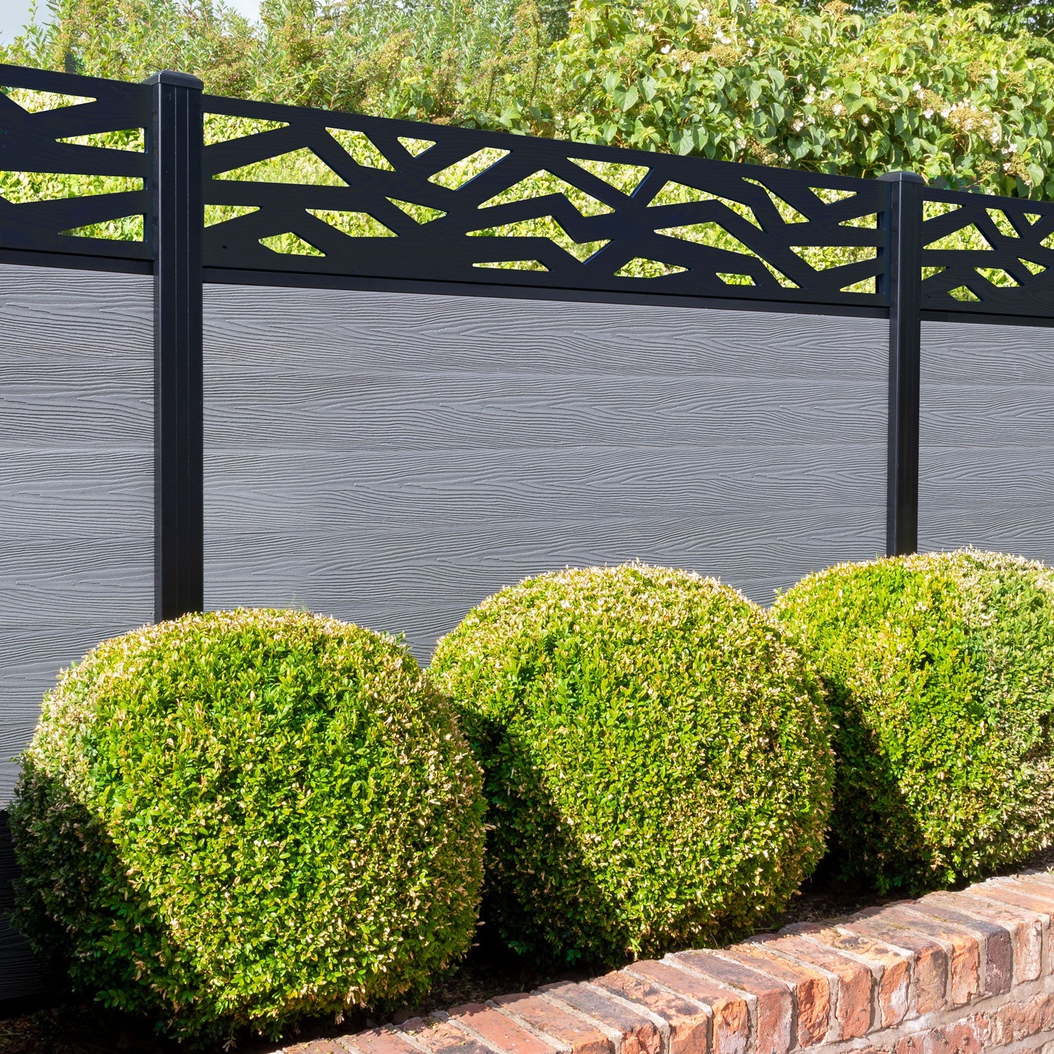Classic Zenith Fence Panel - Light Grey - with our aluminium posts