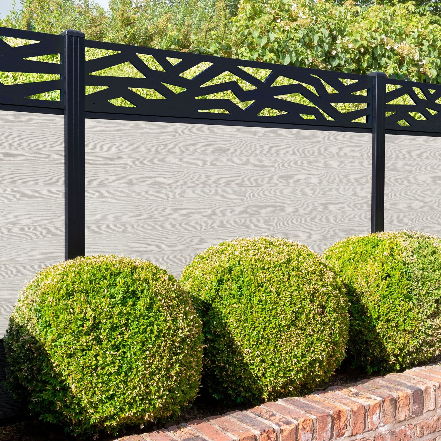 Classic Zenith Fence Panel - Light Stone - with our aluminium posts