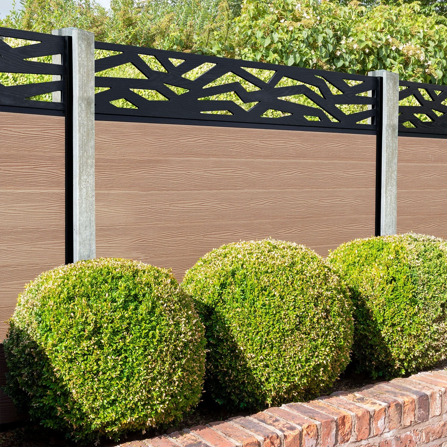 Classic Zenith Fence Panel - Light Oak - for existing concrete posts